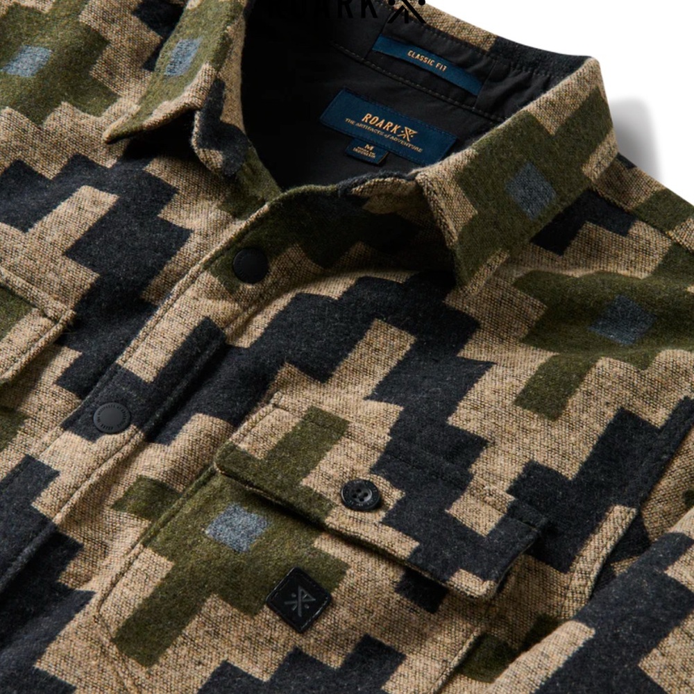 Roark Aztec Pattern Casual Button Down Shirt - Bl… - image 7